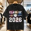 Class of 2026 Senior 2026 Graduation Washed T Shirt Men Vintage Cotton T-Shirts Beach O-Neck Hip Hop Tees Design Plus Size Tops