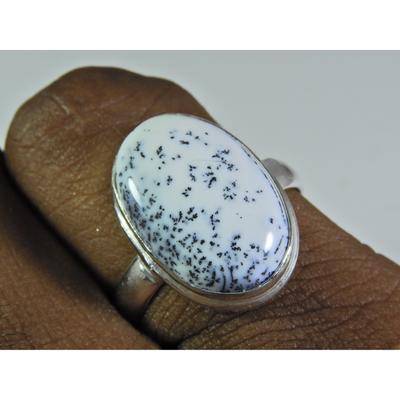 Natural Dendrite Opal Gemstone 925 Solid Sterling Silver Ring Size US-8.5 PG-89