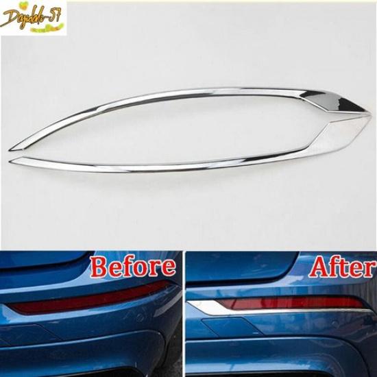 2X For Volvo XC60 2018- Chrome Car Rear Fog Light Lamp Eyelid Cover Trim