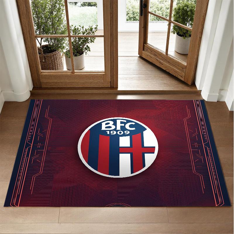 Bologna FC Design Crystal Velvet Rug Soft Decorative Mat for Bedroom Entrance