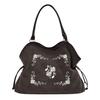 Hobo Bag Women Faux Leather Large Capacity Embroidered Drawstring Daily Commute