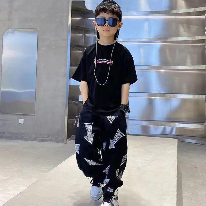Jungen Kleidersets Sommer Kurzarm T-Shirt + Lockere Hose 2PCS Hip Hop Kinderkleidung Kinder Outfits Teenager 8 10 12 14 Jahre 160