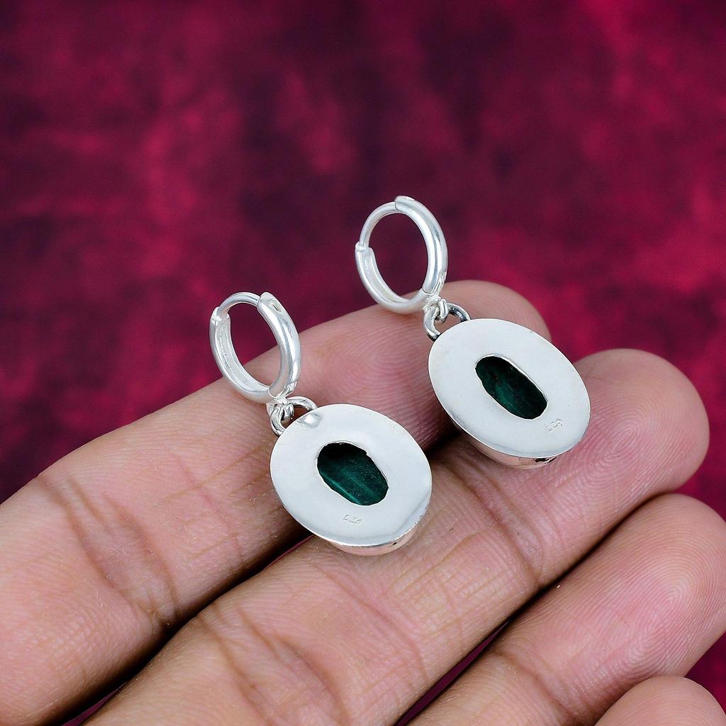Malachite Earrings, 925 Sterling Silver Jewelry, Gift For Women Handmade Earrings Gemstone Jewelry