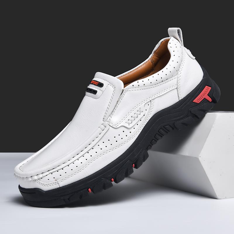Fashion 2025 Hot Sale Leather Mens Loafers Handmade Walking Shoes Casual Classic All-match Business Shoes Mens Slip On Hiking Footwear