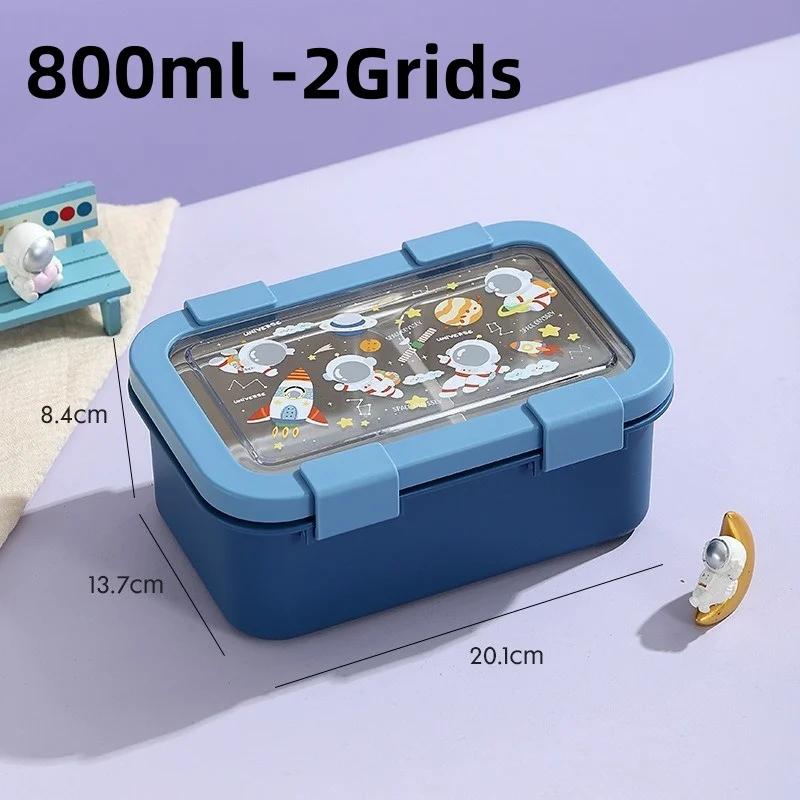 Stainless Steel Cartoon Lunch Box Compartmented Bento Box with Spoon Fork Sealed Leak-proof Lunch Box Food Storage Container