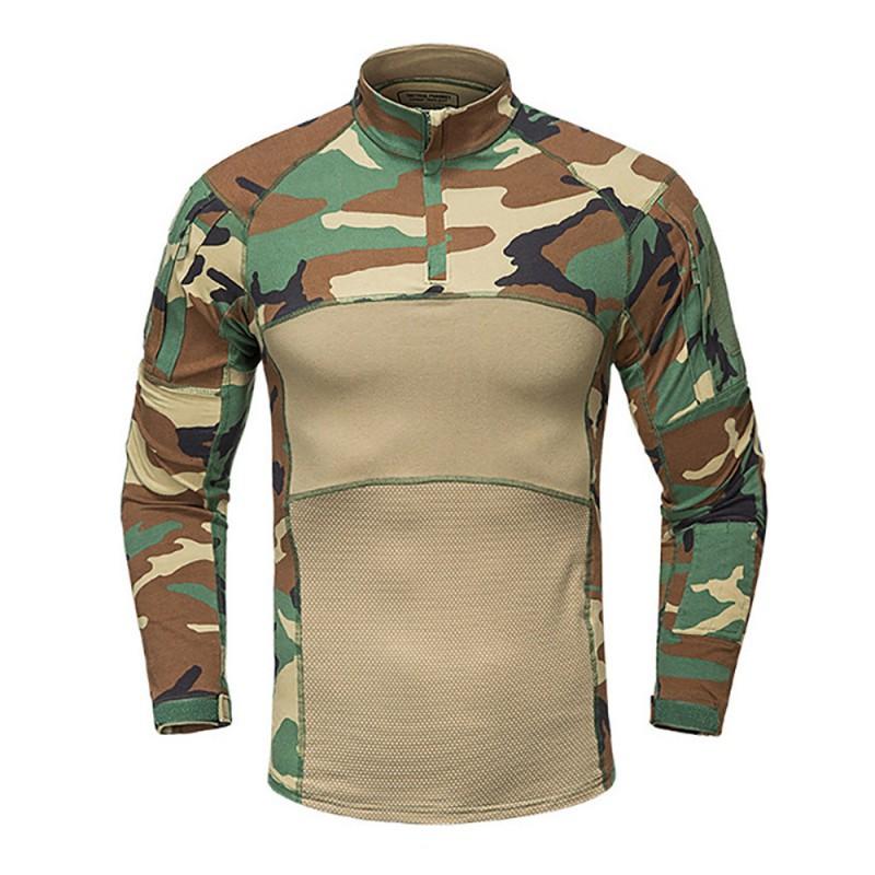 Taktisches Camouflage Langarmshirt Outdoor Wandern Camping Schießsport Atmungsaktiv Langlebig Militärstil