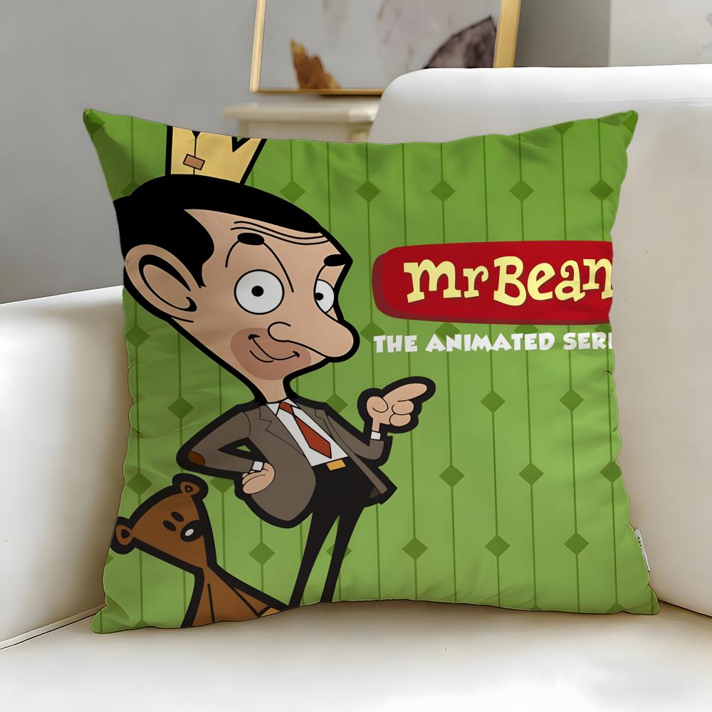 Classic Comedy Character Mr. Bean Cushion Cover Soft & Easy-Wash Pillow Case – Versatile for Couch, Bed, Travel and Office