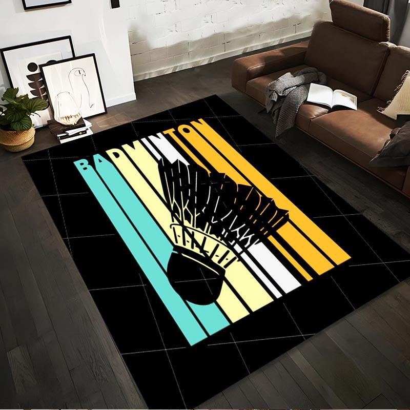 

Badminton Design Floor Carpet with Shuttlecock Print, Striped Colors Suitable for use as an anti-slip for living room bedroom sofas 40x60cm( 15x23in )