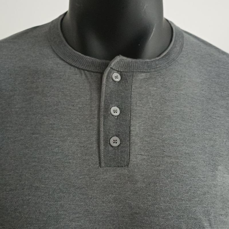 Mens Casual Long Sleeve Solid Henley Neck T Shirt