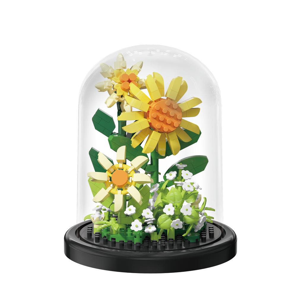 Blumenstrauß Bonsai Bausteine Künstliche Pflanze aus Kunststoff Staubschutz Mikromodell Dekoration Spielzeug für Kinder Geburtstagsgeschenk