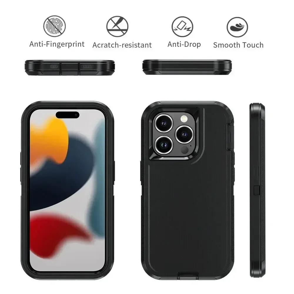 Military Grade Heavy Duty Armor OTT Phone BOX Case for IPhone 17 16 15 14 Plus 13 12 Pro Max Shockproof Belt Clip Holder Cover