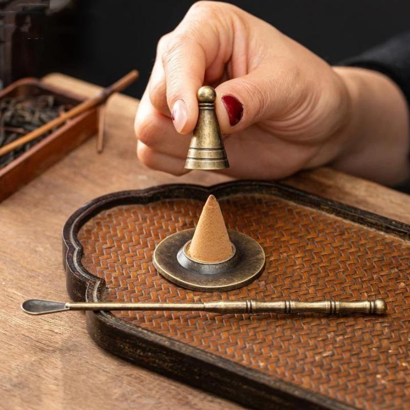 Alloy Incense Cone Making Kit DIY Handmade Craft Durable Set with Spoon for Home Meditation Yoga Lover Gift Choice