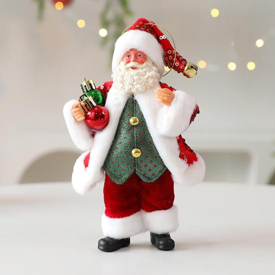 Christmas Santa Claus Doll Decoration Handcrafted Home Office Xmas Tree Santa Figurine Hanging Ornament Holiday Party Pendant