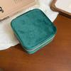 Elegant Flocking Cloth Jewelry Box - Portable Storage for Rings, Necklaces, Earrings with Zipper