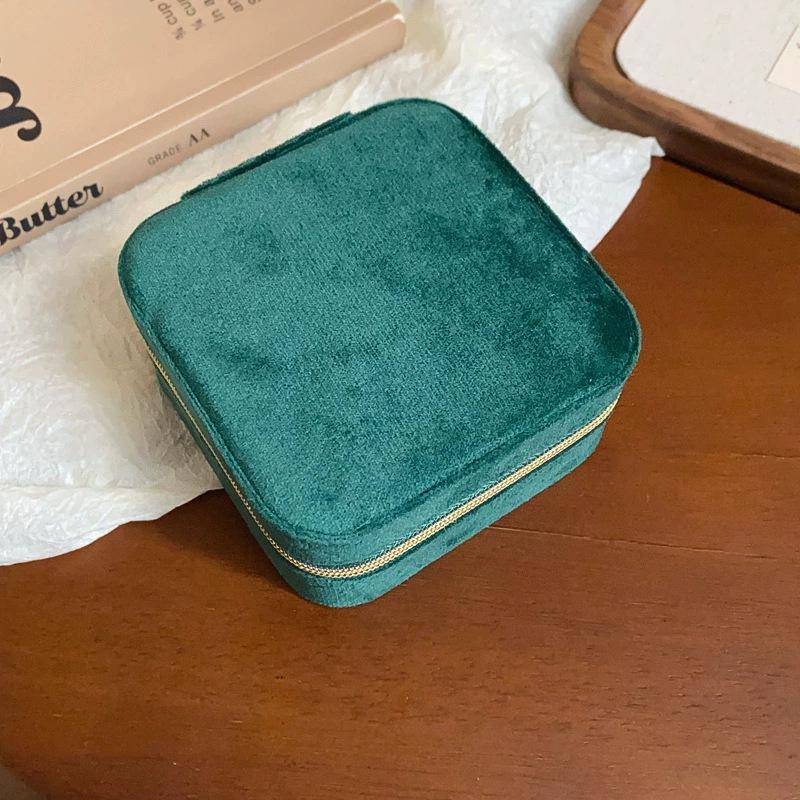 Elegant Flocking Cloth Jewelry Box - Portable Storage for Rings, Necklaces, Earrings with Zipper