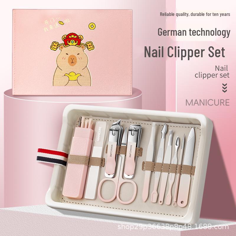 Stainless Steel Anti-Splash Nail Clipper Set with Pull-Out Box - High-End Gift Edition