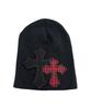 SK8ER ROCK Double Cross Patchwork Beanie ((Black))