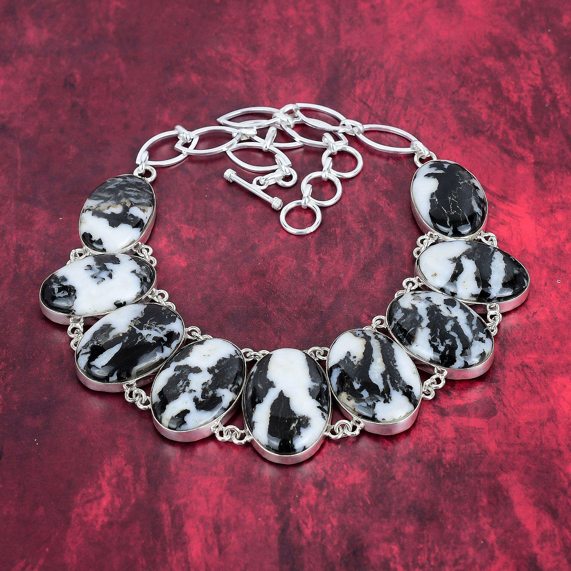 

Ожерелье из яшмы буйвола с драгоценными камнями, ожерелье из чистого серебра 925 пробы с регулируемой цепочкой, подарок для женщин, ожерелье ручной работы Adjustable with 18 inches чёрный