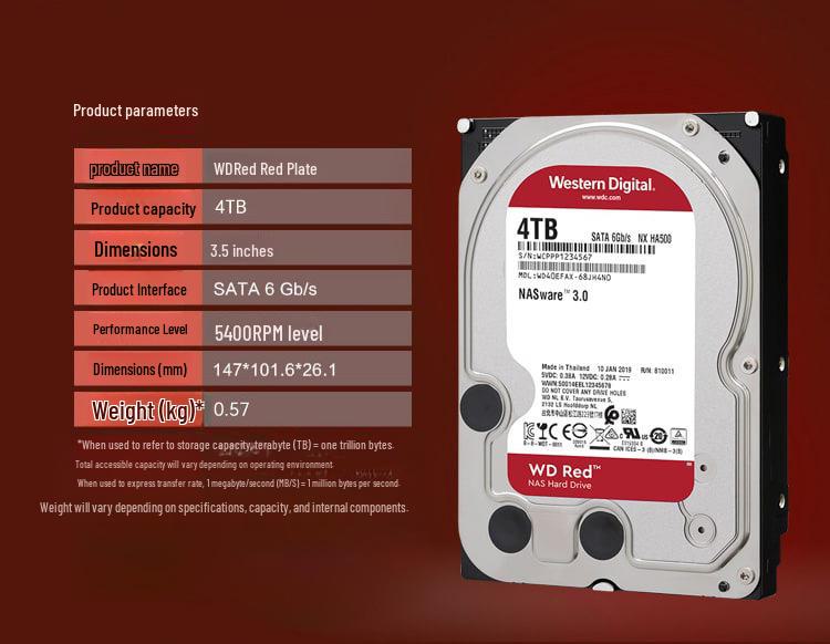 WD Western Digital NAS-Compatible Mechanical Hard Drive 2TB/4TB/8TB/10TB/16TB, 3.5-inch SATA