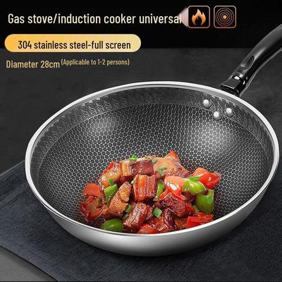Wutuo 304 Edelstahl Wok mit flachem Boden