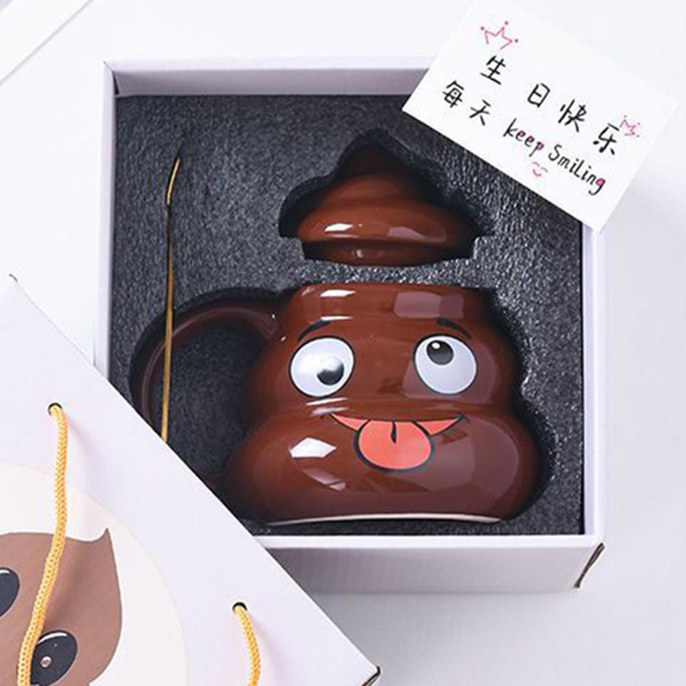 Creative Prank Ceramic Mugs,Personalized Coffee Cup with Spoon for Birthday Gifts,480ml Funny Poop Water Cup for Christmas Gift