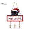 Festive Hanging Ornament Merry Christmas Wooden Wall Door Sign with Bells, Rustic Santa Snowman Indoor Holiday Party Supplies Tree Reindeer Decorative