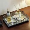 Exquisite Metal Storage Tray with Glass Mirror Bathroom Sundries Organizer  Home Decorations
