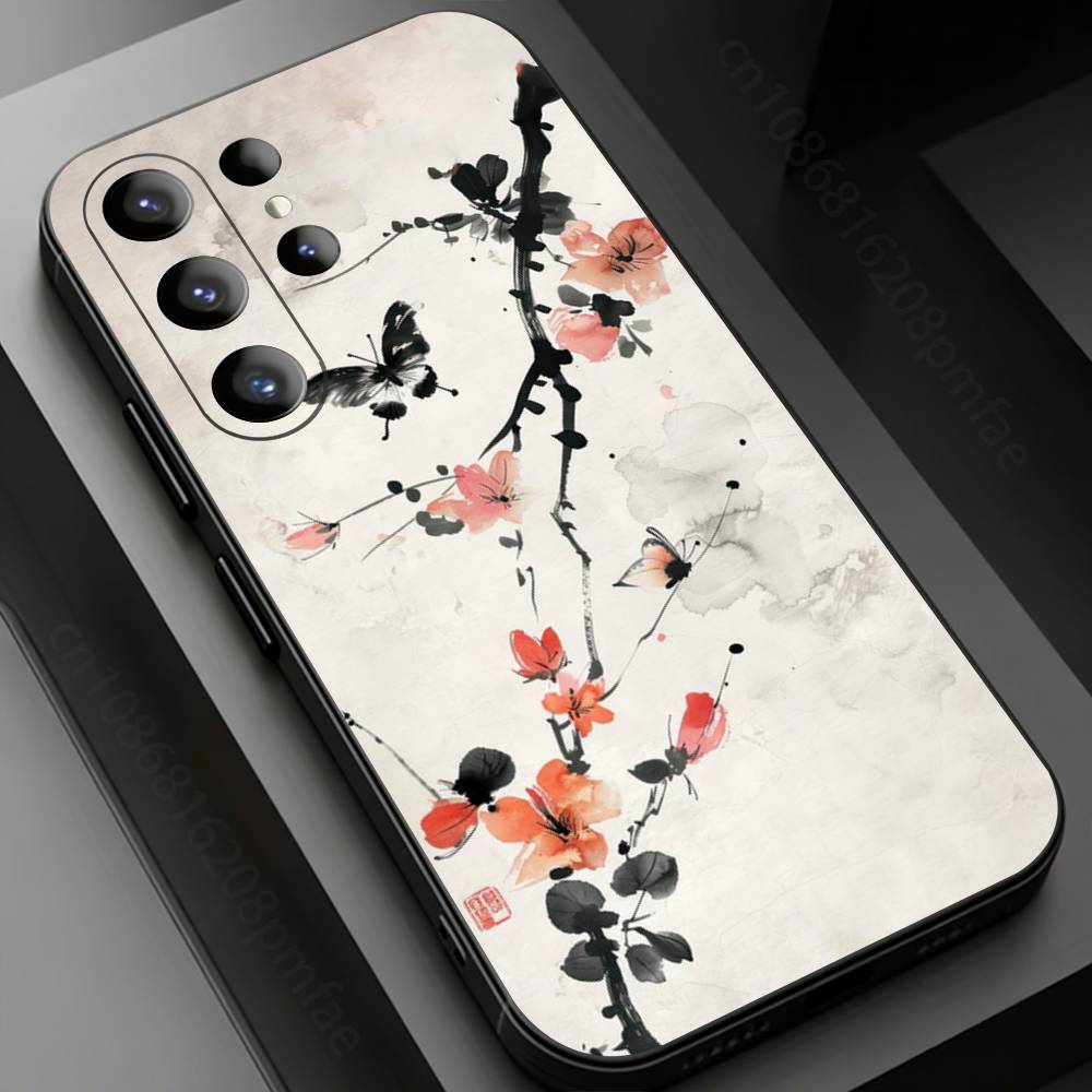 

Ink and wash butterfly Phone Case for Samsung Galaxy S20,23 Ultra S24,22 Plus S25,26,21FE TPU Cover Samsung S24Plus