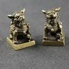 Pure Brass Lion and Mice Love Corn Figurine Car Keychain Pendant Chinese Vintage Lucky Mouse Motorcycle Hanging Jewelry Crafts