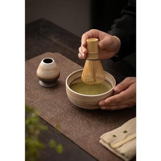 Matcha Set 4-piece Tea Ceremony Tools Includes 2 Ceramic Bowls Standard Bamboo Whisk Suitable Beginners Preparation Practice Everyday Use Home Rooms