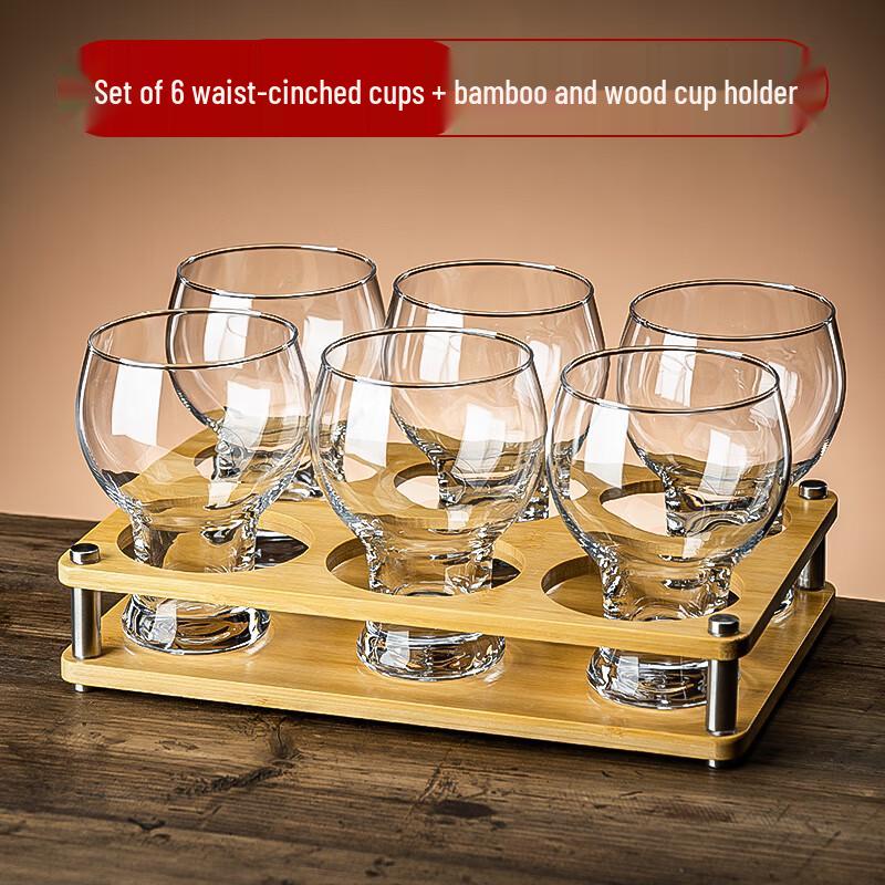 

Thickened Craft Beer Glasses Set with Holder 450ml Waisted Glass (6-Pack with Holder)