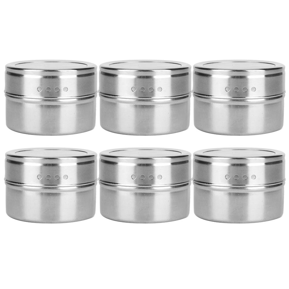 6 ks/sada Nerezová ocel Kořenka Nádoby na koření Pepř Koření Skladovací nádoby