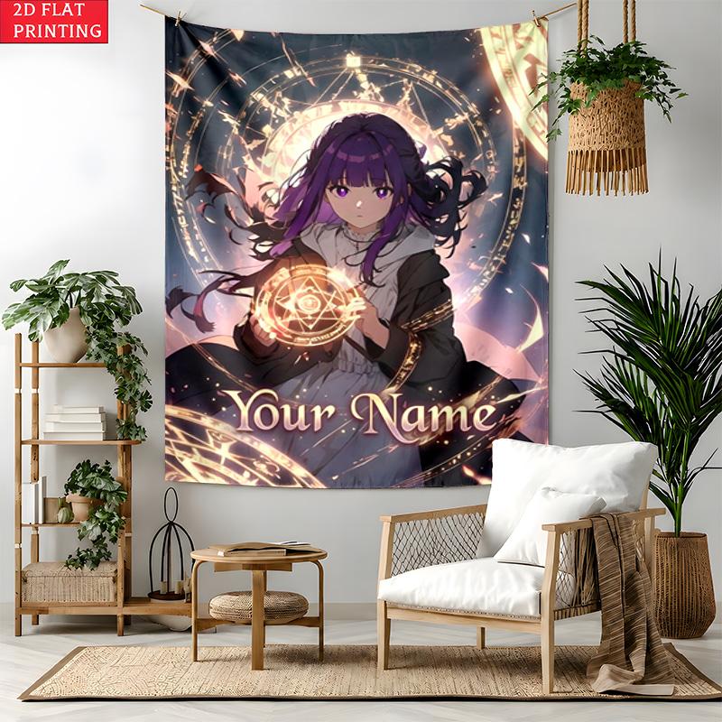Frieren Custom Name Tapestry Personalized Wall Art Hanging Bohemian Home Decor for Bedroom Dorm Living Room