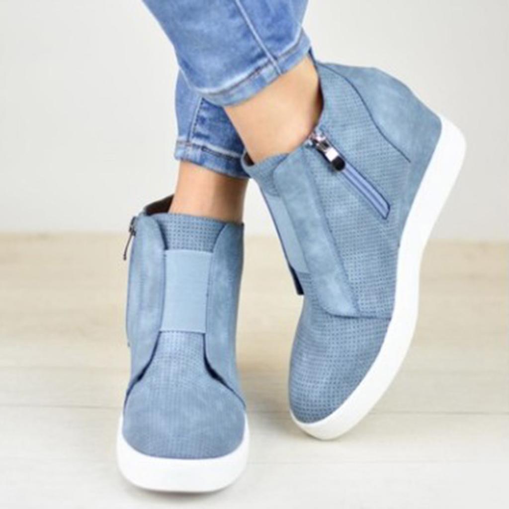 Bottes Chaudes À Vendre Pour Femmes Semelle Compensée Cachée Bottines Talons Hauts Baskets Fermeture Éclair Latérale Chaussures Courtes Pour Femmes Botas Mujer