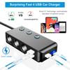 QC3.0 Auto Socket Lighter Splitter,12V/24V 3-Socket 120W DC Power Car Adapter with LED Voltmeter Main Switch,8.5A 4USB Fast Outlets,Independent ON/Off