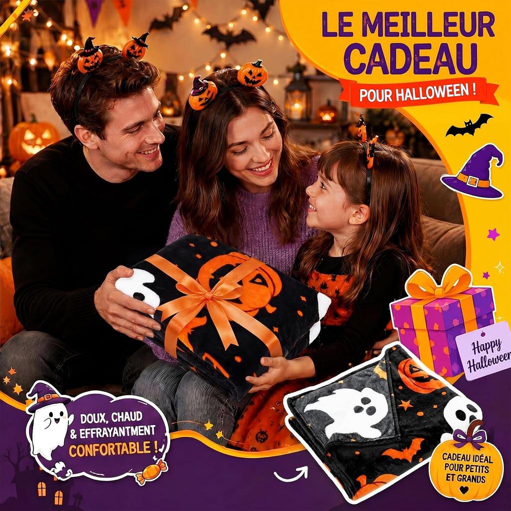 Halloween Ghost Pumpkin Flannel Throw Blanket Spooky Boo Bat Castle Pattern Soft Warm Holiday Blanket