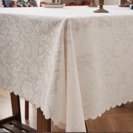 Lace Tablecloth, Wedding Rectangular Table Cloth, Vintage Embossed Floral Lace Table Cover for Tea Party Reception Home Decor