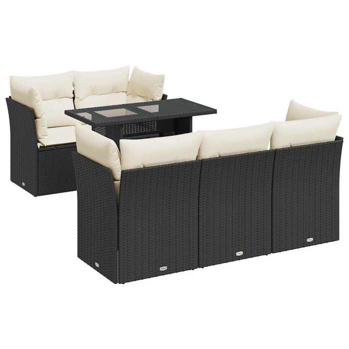 VidaXL Salon de jardin 6 pcs avec coussins noir résine tressée 3326097