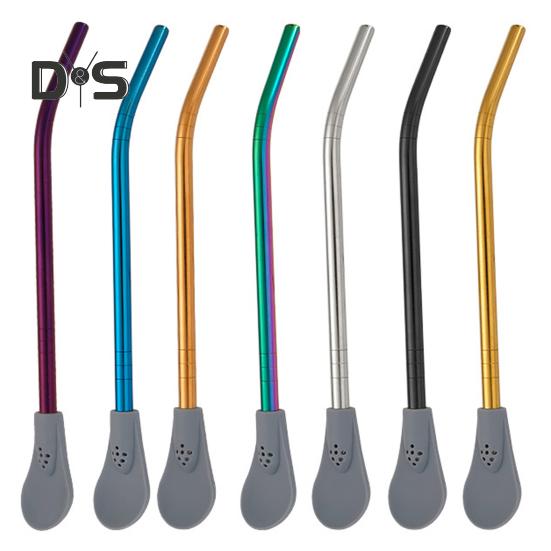 Lžička s brčkem, opakovaně použitelná, odnímatelná, filtrační lžička z nerezové oceli na volné listy, brčko