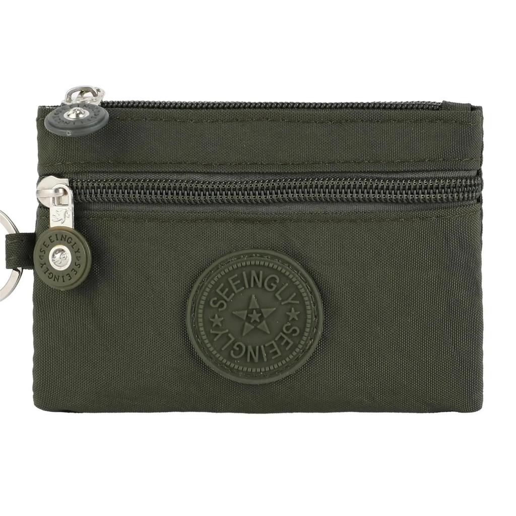 Nylon Solid Color Long Short Bank ID Credit Card Wallet Coin Keys Bags Purse Earphone Storage Bag Purse Pouch Double Zipper