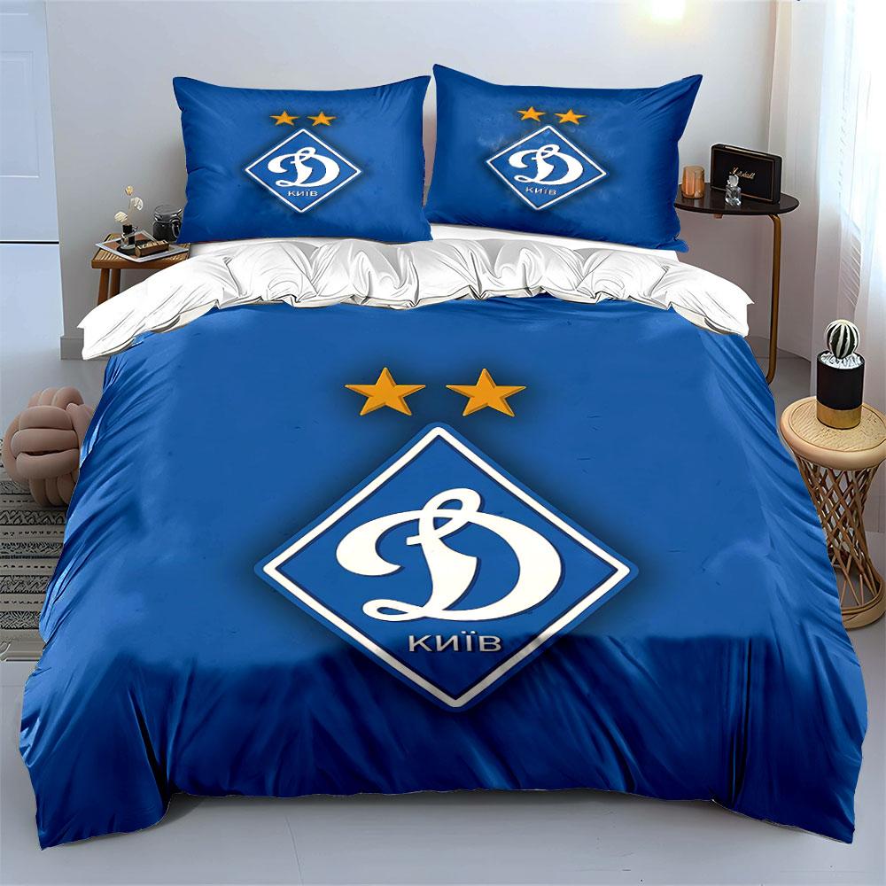 Set Biancheria da Letto Blu con Logo Dinamo Kiev Set Copripiumino Copripiumino Federe (1 * Copripiumino 2 * Federe, senza piumino)