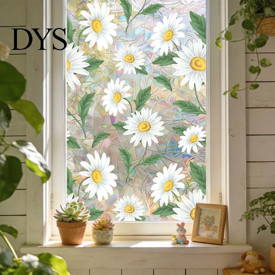 Blumenmuster Fensterfolie Sonnenfänger Statische Folie, Schmetterling Selbstklebender Glasaufkleber, Heimdeko Abdeckung Abnehmbar Sichtschutz für Büro