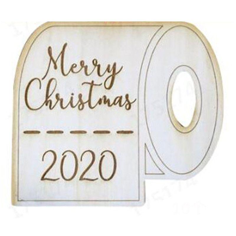 Charming Wooden 2020 Christmas Toilet Paper Santa Claus Quarantine Decoration
