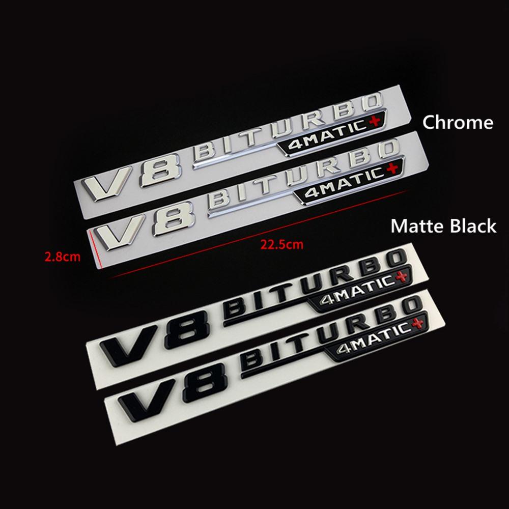 2Pcs Best V8 BITURBO 4MATIC AMG Car Fender Emblem Sticker For Mercedes Benz AMG W117 W205 C63 E63 W212 W176 A45 GLA45