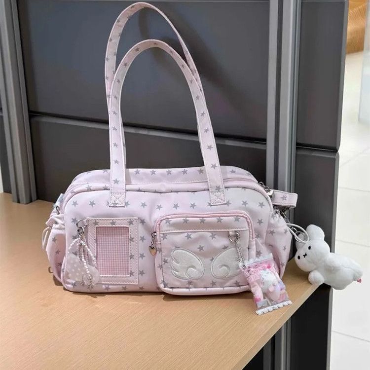 JIAERDI Japanese Star Print Anime Ita Bag Women Wing Y2k Large Capacity Shoulder Bags Ladies Sweet Cute Pink Crossbody Bag 2025