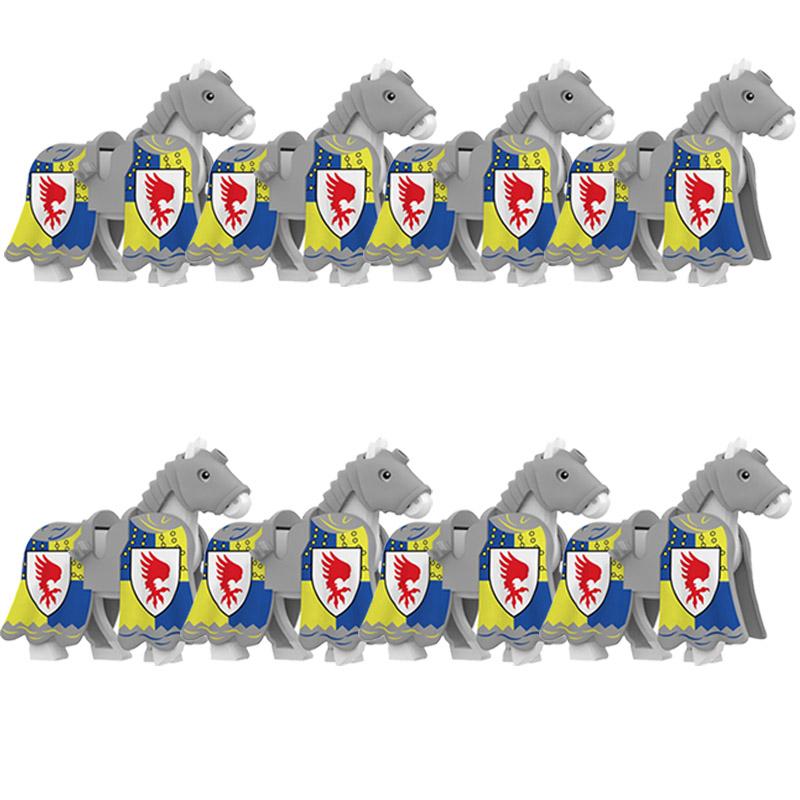 MOC Medieval Military Building Blocks Cavalry Regiment Knight Horse Animal Accessories Set Mini Bricks Buy Goods Boy Toy Gift