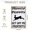 Vintage Hippity Hoppity Zejdź z Mojej Własności Metalowy Znak Królika Ciężki Płaski Żelazny Wystrój Ścienny