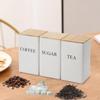 3 Piezas Contenedores de Café Té Azúcar Modernos Botes de Cocina para Encimera Blancos 3uds Frascos