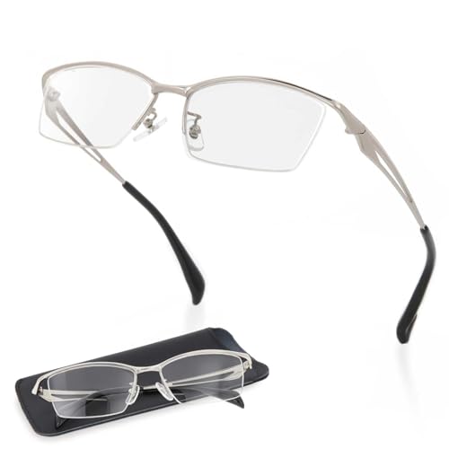 FEELLIFE Men s Stylish Reading Glasses, Nylon Silver, Sabae Design, Includes Package and Case, FLM-006-1, +2.00
