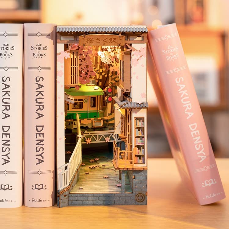 Tsukurundesu® 3D Wooden Puzzle Book Nook Series (Sakurasaku Station) with Japanese Instructions